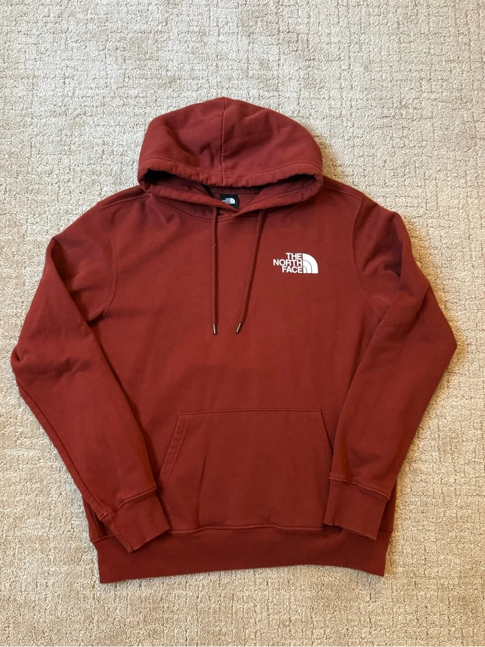The North Face Men's Maroon Hoodie with Red Logo